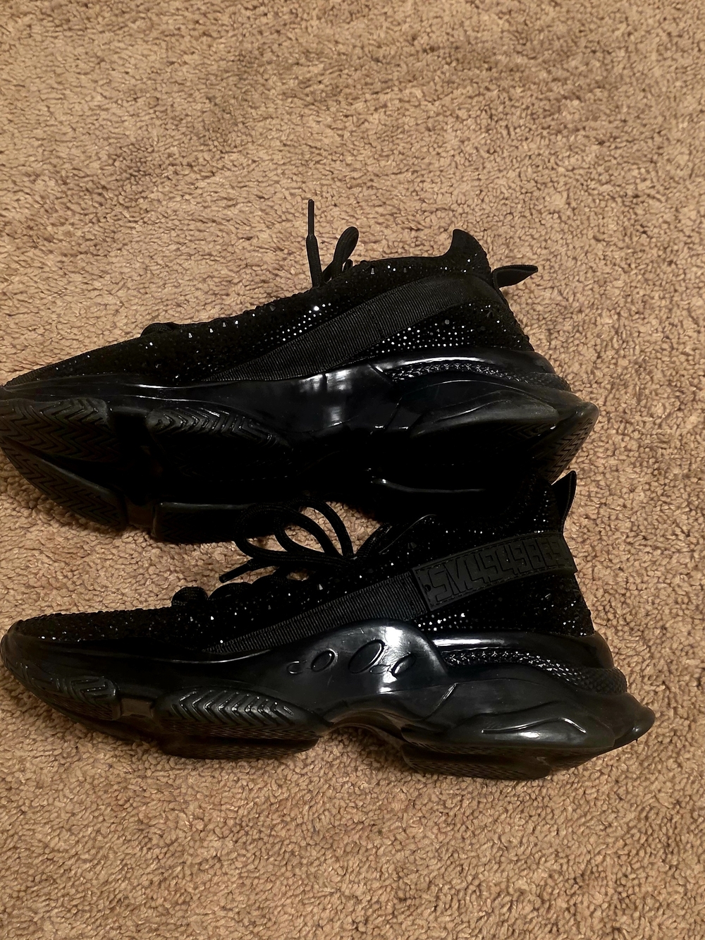 Steve Madden Black Sparkle Knit Sneakers - Picture 2 of 3